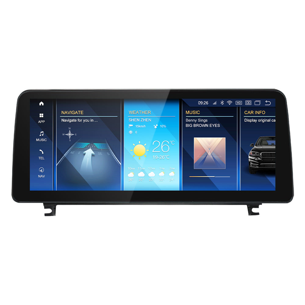 Autoradio Car Stereo Movyro pour BMW Z4 2009-2016 E90 E89 avec écran Android 15, CarPlay et Android Auto installé dans le tableau de bord.