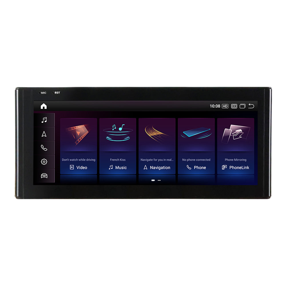 Movyro Android 15 car stereo for Audi Q3 RSQ3 (2013-2019) with CarPlay and Android Auto, shown installed in the vehicle dashboard.