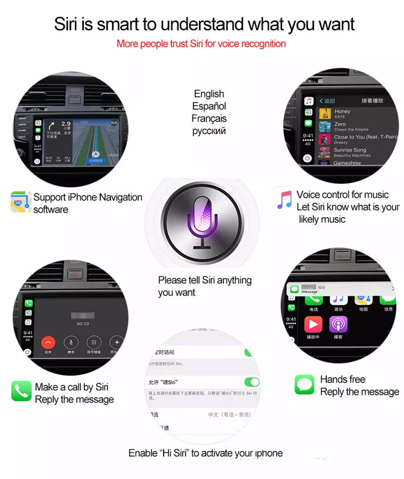 Movyro wireless Apple CarPlay retrofit for BMW, showing the compact decoder device used for Android Auto and vehicle integration.