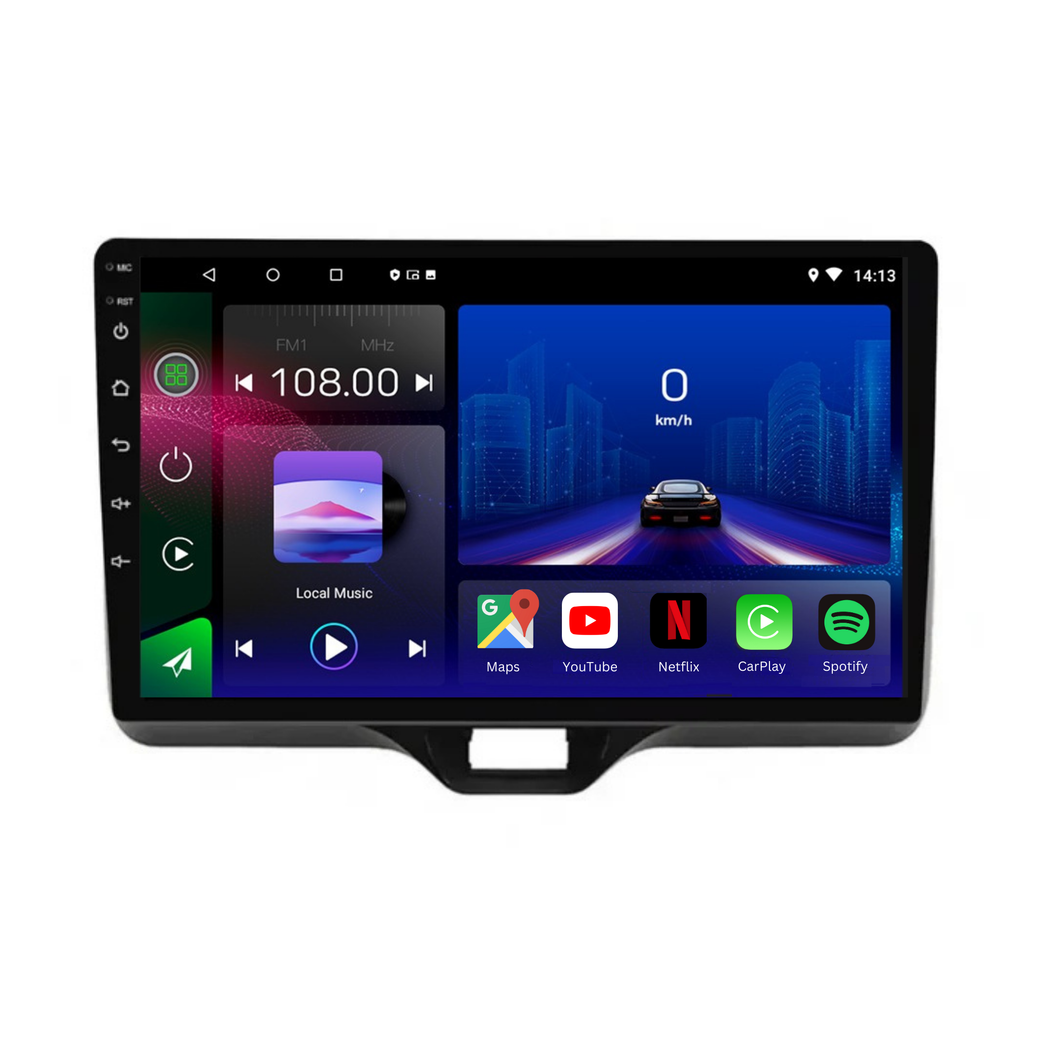Autoradio Movyro pour Toyota Yaris 2020+ avec Android 15, Apple CarPlay et Android Auto, écran tactile lumineux.