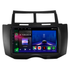 Movyro Toyota Yaris 2005-2012 autoradio with Android 15, Apple CarPlay, and Android Auto interface displayed on the screen.