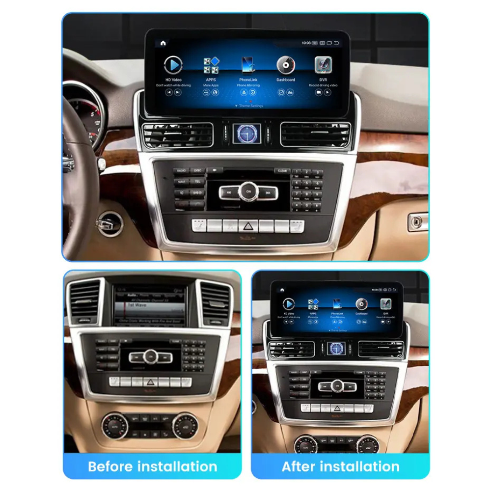Autoradio Movyro pour Mercedes ML, GLE, GLS 2011-2019, écran Android CarPlay et Android Auto, compatible NTG 4.0 à 5.0.
