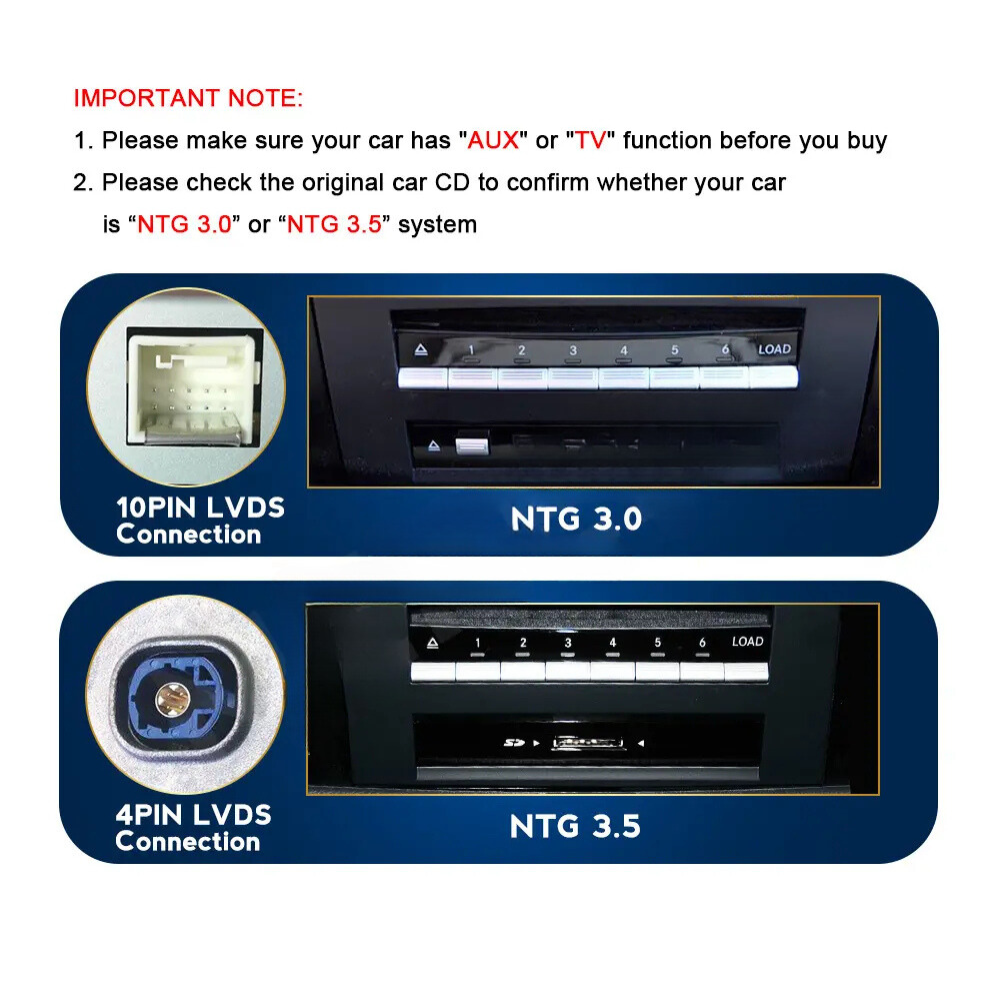 Movyro Mercedes S Class 2005-2014 W216 W221 car stereo with Android Auto and CarPlay, touchscreen display, NTG 3.0 and 3.5.