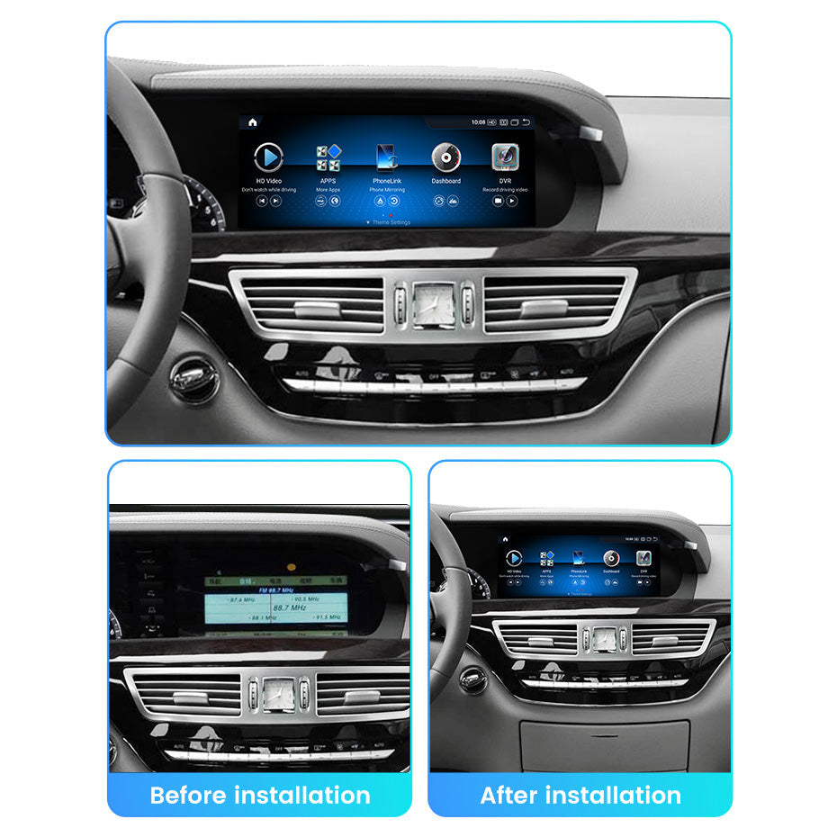 Mercedes S Class 2005-2014 W216 W221 Movyro Android Auto Car Stereo with CarPlay, NTG 3.0, touchscreen display