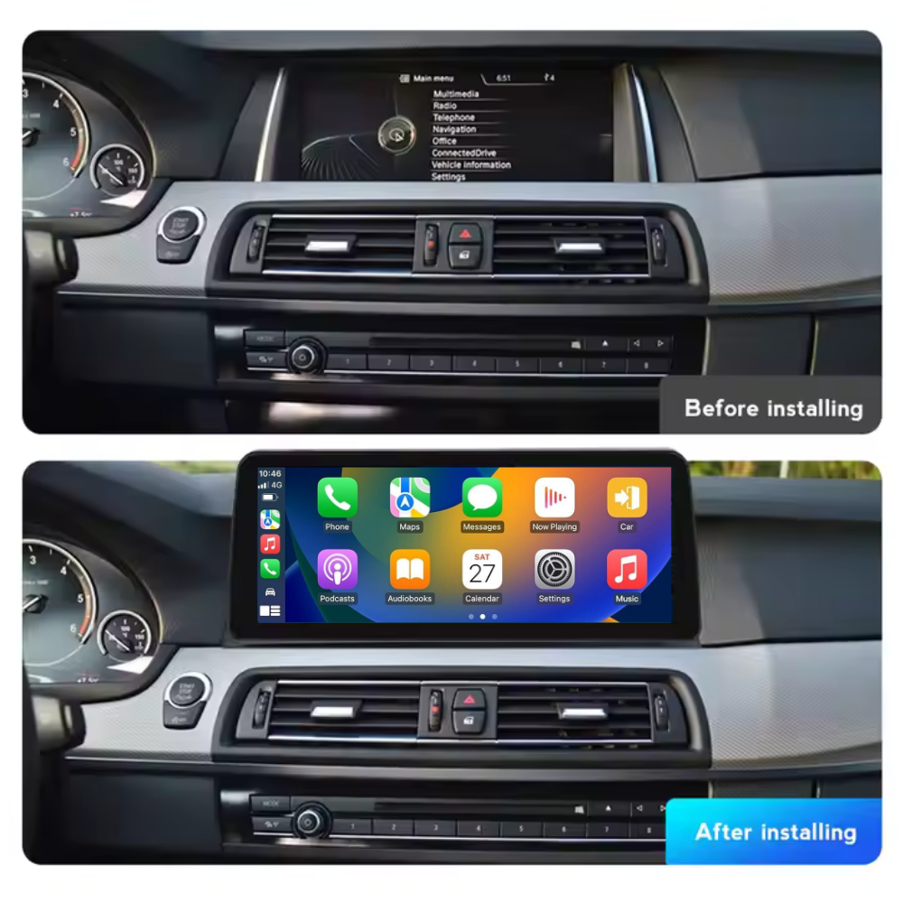 Autoradio pour BMW Série 5 F10 F11 F18 2010-2017, Android 15, CarPlay, Android Auto, modèle CIC NBT, marque Movyro.