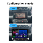 Movyro Android 15 autoradio for Citroen C3 and C3 Aircross (2017-2023) with Apple CarPlay and Android Auto interface.