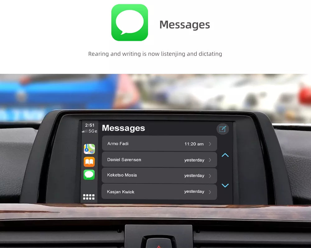 Movyro wireless Apple CarPlay retrofit device for BMW, showing the sleek decoder unit designed for Android Auto integration.