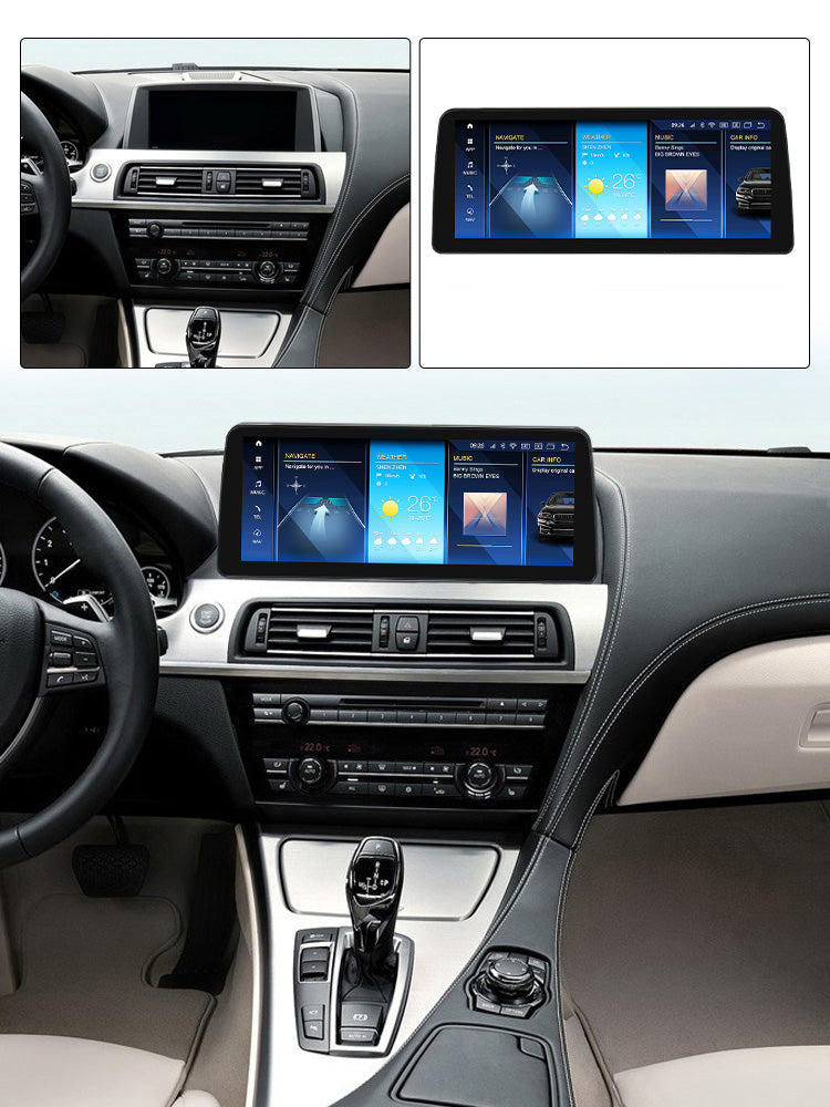 Movyro BMW 6 Series 2010-2017 F06 F12 F13 Android 15 Car Stereo with CarPlay, Android Auto, CIC NBT in dashboard display