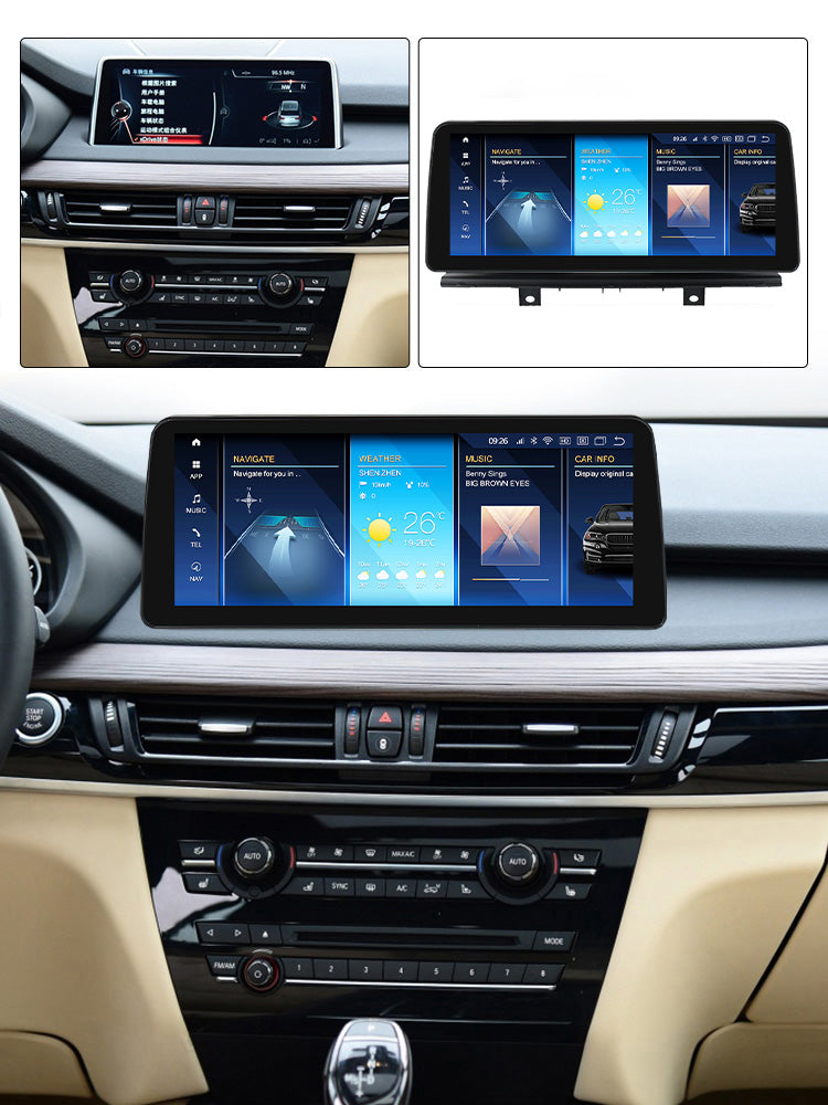 Autoradio CarPlay Android Auto pour BMW X5 X6 2014-2019 Movyro, écran tactile avec interface moderne F15 F16.