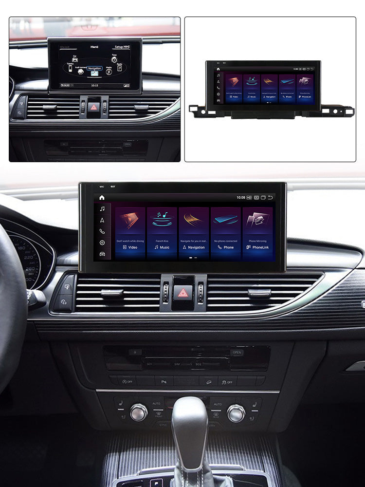 Autoradio Android CarPlay et Android Auto pour Audi A6 A7 C7 2011-2018, écran tactile Movyro, système de divertissement automobile.