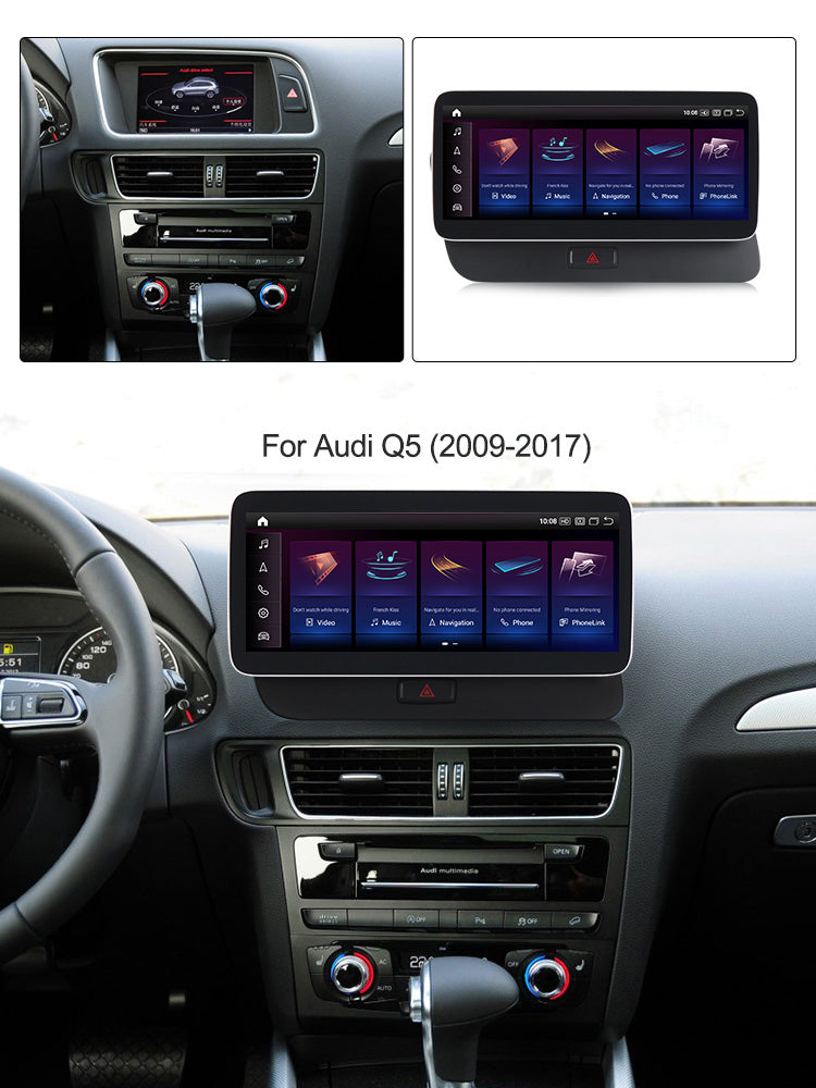 Autoradio Carplay Android Auto pour Audi Q5 2009-2018, écran tactile Movyro, système multimédia pour voiture.
