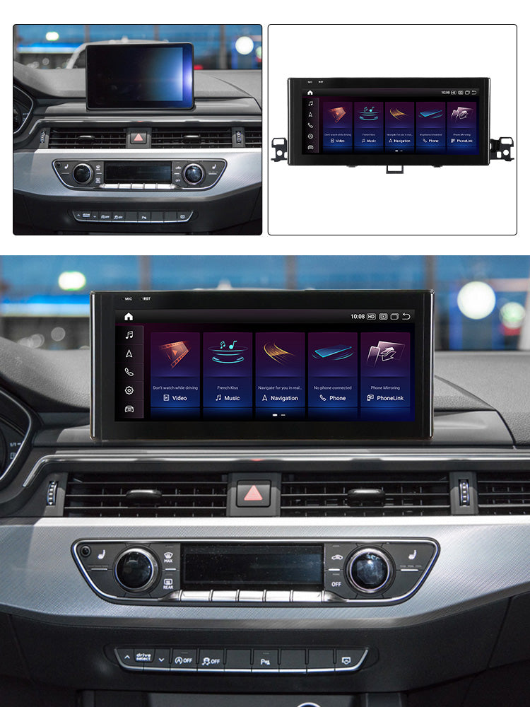 Autoradio Android 15 pour Audi A4 A5 B9 S RS 2015-2023, système CarPlay et Android Auto, marque Movyro, écran tactile.