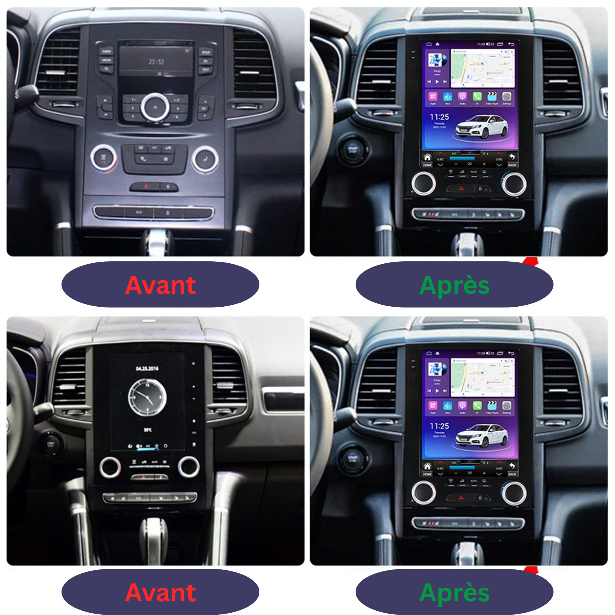 Autoradio Movyro pour Renault Megane 4, Talisman et Koleos 2016-2022 avec Android 15, Apple CarPlay et Android Auto.