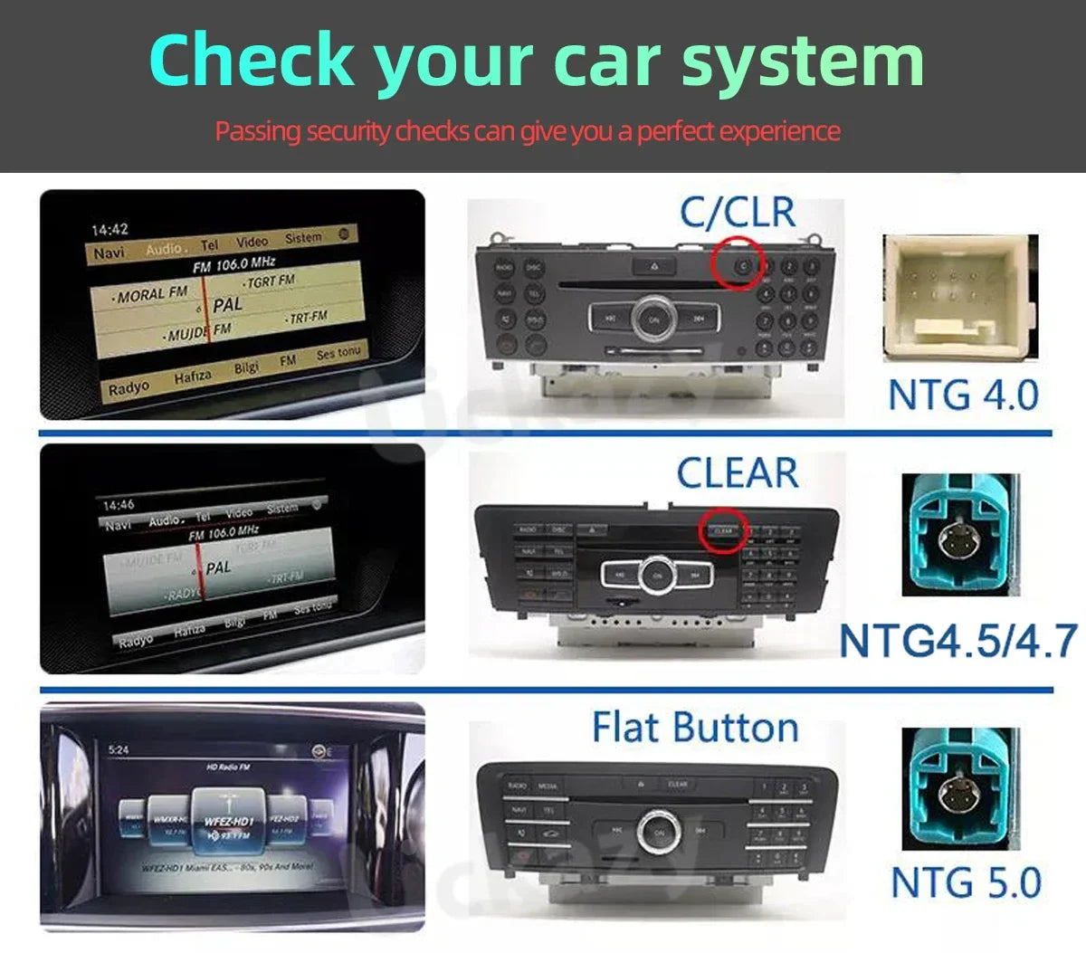 Décodeur Movyro CarPlay sans fil et Android Auto pour Mercedes W176 X117, intégré dans le tableau de bord.
