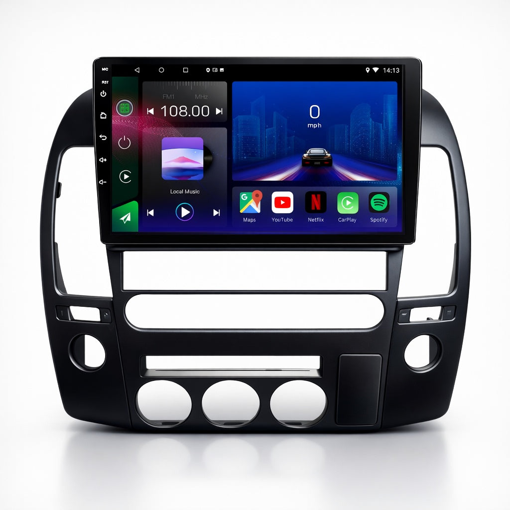 Autoradio Nissan Navara 2006-2014 Movyro avec écran Android 15, CarPlay et Android Auto, affichage de l'écran principal.