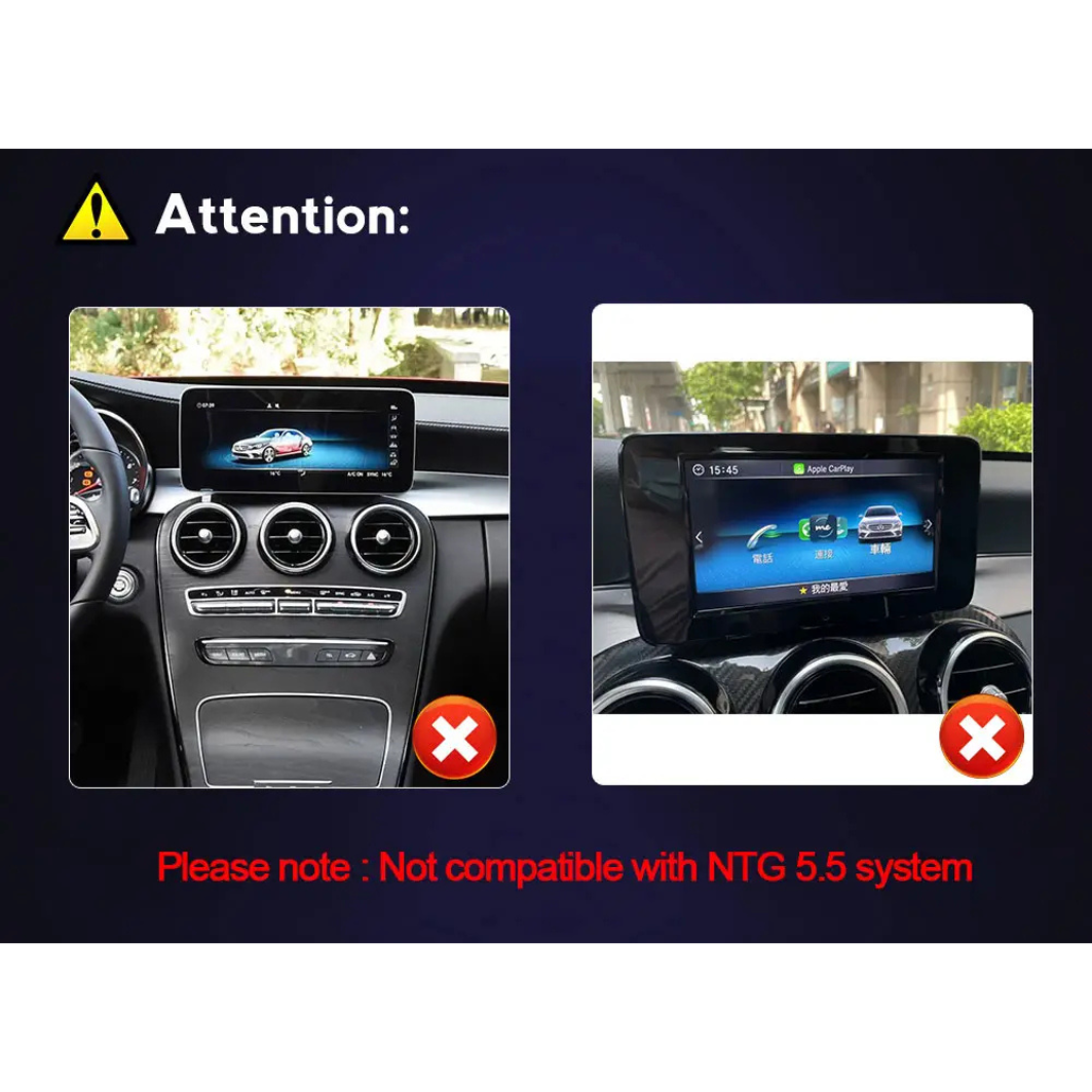 Autoradio Movyro pour Mercedes C-Class, GLC, V-Class, Vito 2014-2019, écran Android 15, CarPlay et Android Auto.