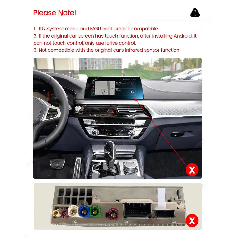 BMW 5 Series 2017-2024 G30 G31 Movyro Android 15 Car Stereo with CarPlay and Android Auto interface installed in the dashboard