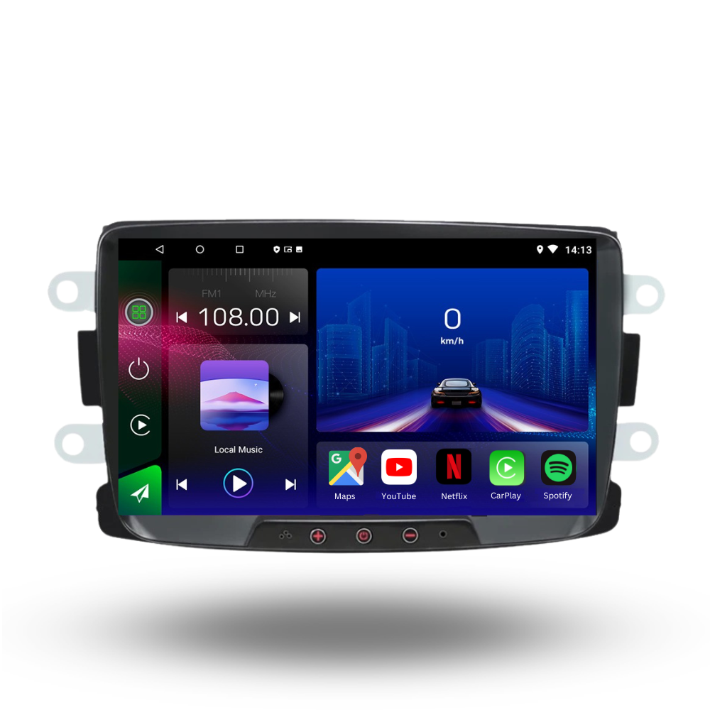 Movyro Dacia Universal Android 15 autoradio with Apple CarPlay and Android Auto compatible with BMW X1 (2009-2015, 2024).