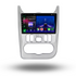 Movyro Android 15 Autoradio with Apple CarPlay and Android Auto installed in a vehicle, compatible with Dacia Logan, Sandero, Duster, and Nissan NP.