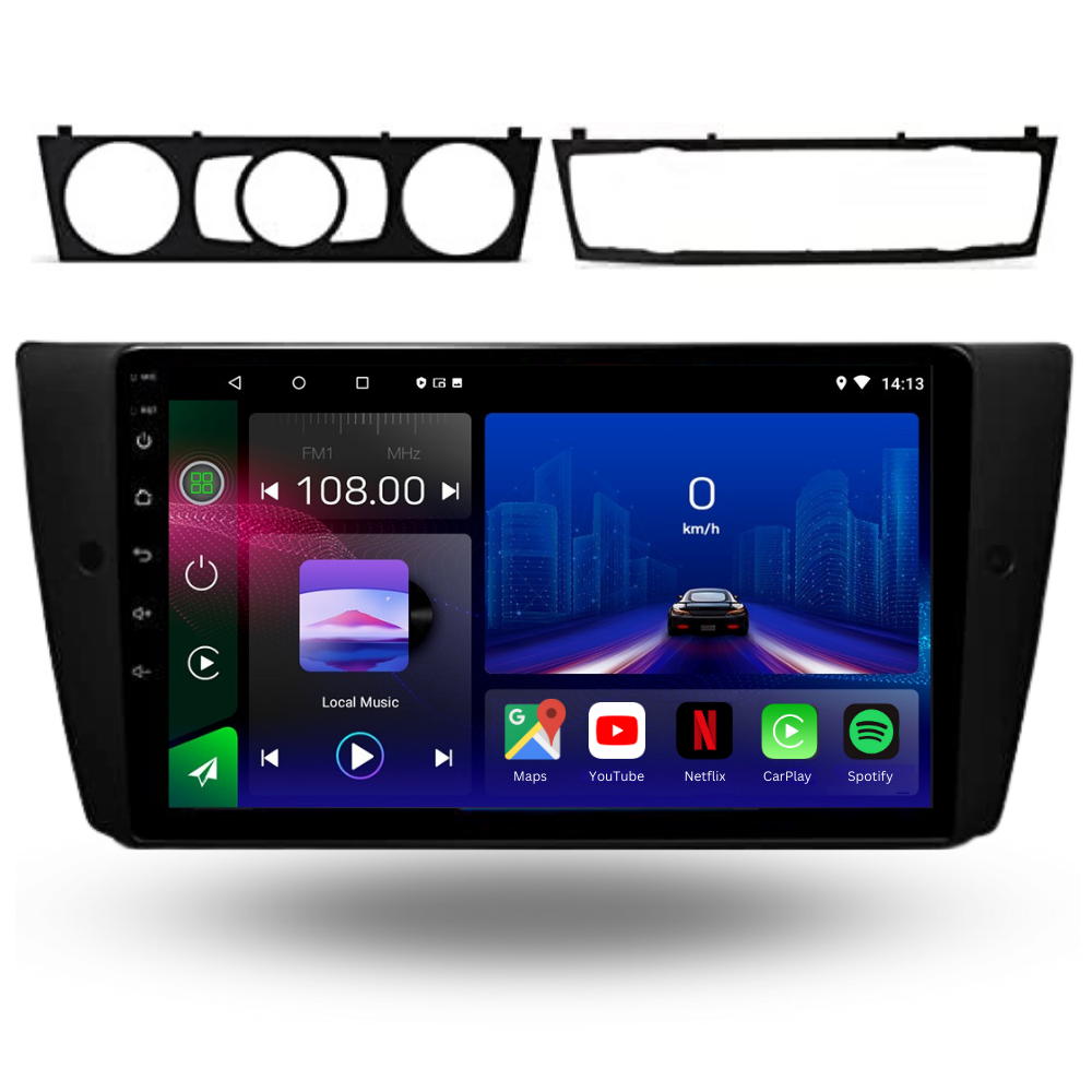 Autoradio Android 15 Movyro pour BMW Série 3 E90 E91 E92 M3, compatible Apple CarPlay et Android Auto, écran tactile.