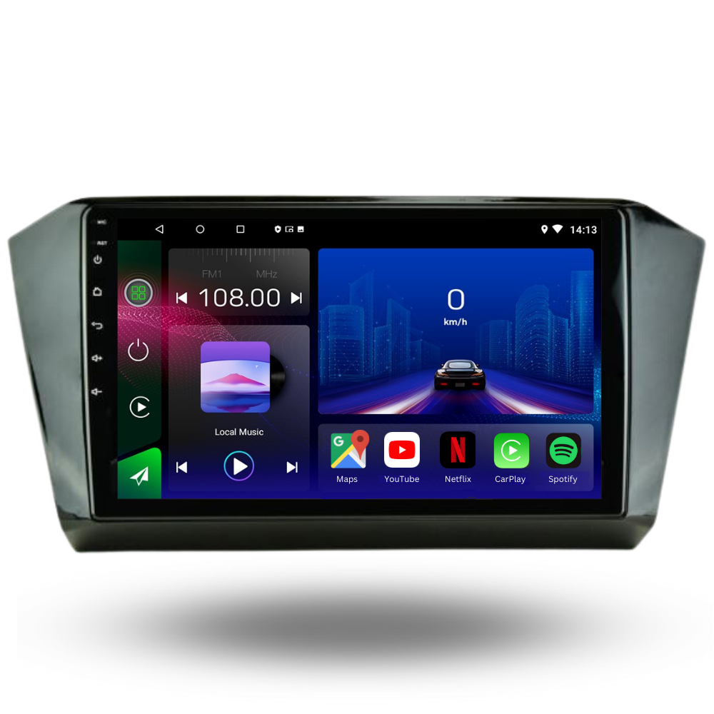 Autoradio Android 15 Movyro pour Volkswagen Passat B8 2014-2022 avec Apple CarPlay et Android Auto, affichage de l'écran.