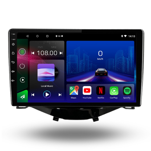 Movyro Android 15 autoradio for Peugeot 108, Citroen C1, Toyota Aygo; compatible with Apple CarPlay and Android Auto, installed in BMW X1.