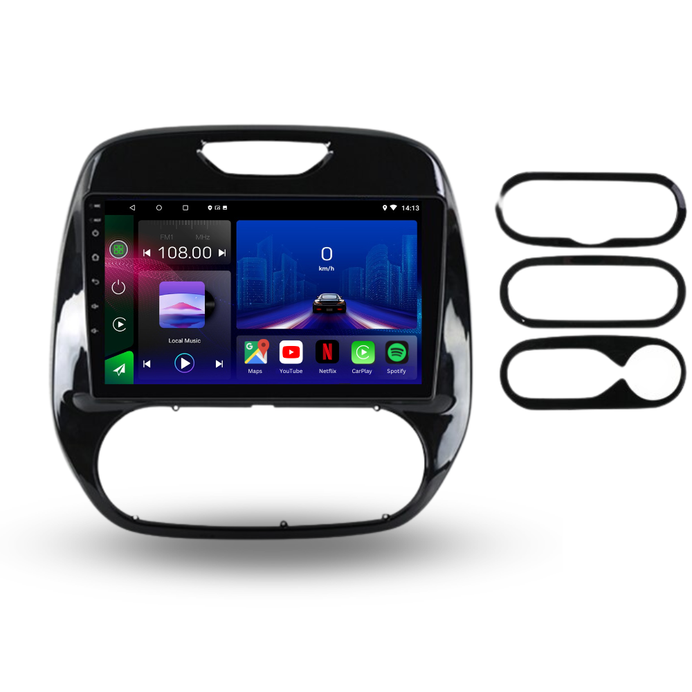 Autoradio Movyro pour Renault Captur 2013-2019 avec Android 15, Apple CarPlay et Android Auto, affichage de l'écran de l'autoradio.