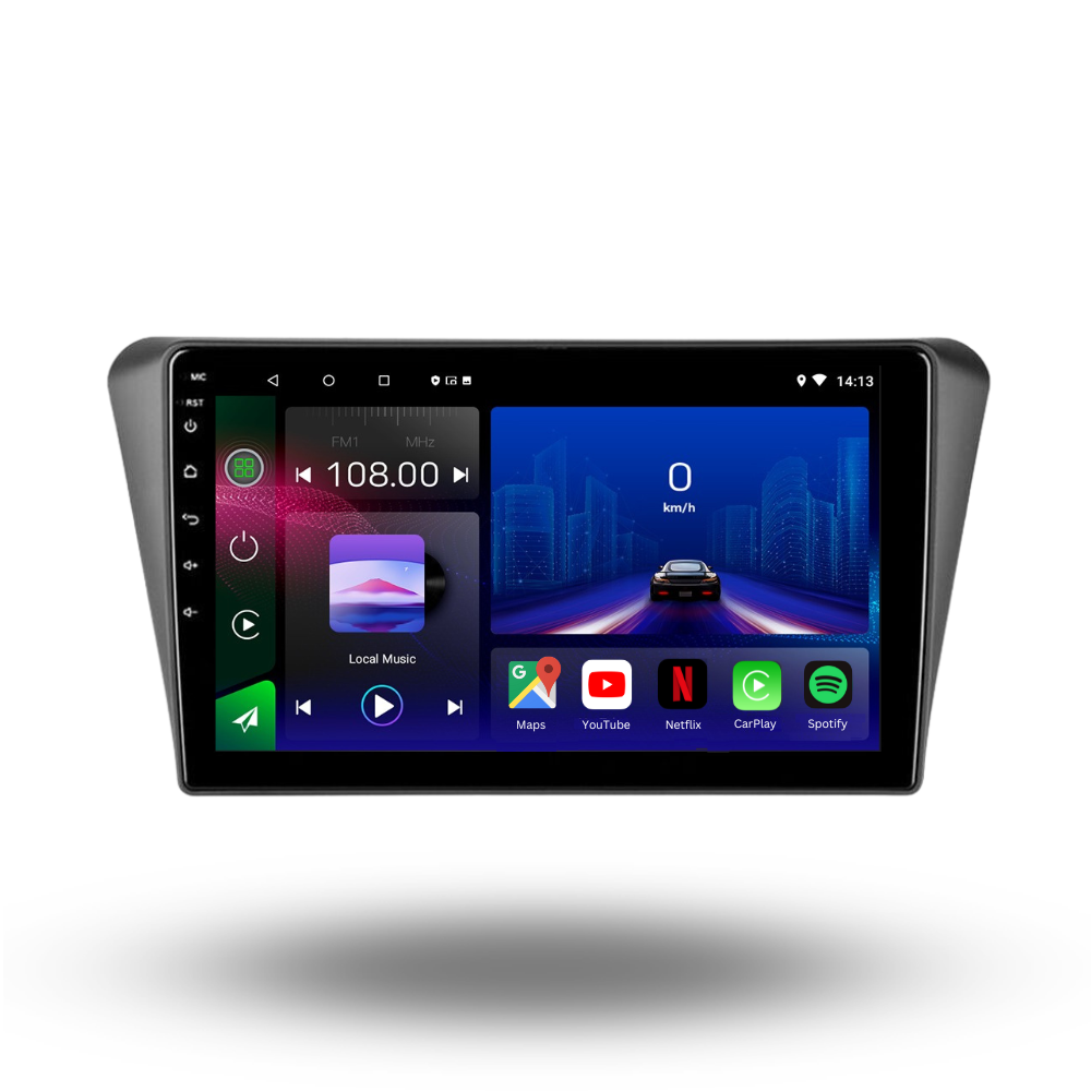 Autoradio Movyro Peugeot 408 2014-2019 avec Android 15, Apple CarPlay et Android Auto, affichage de l'écran.