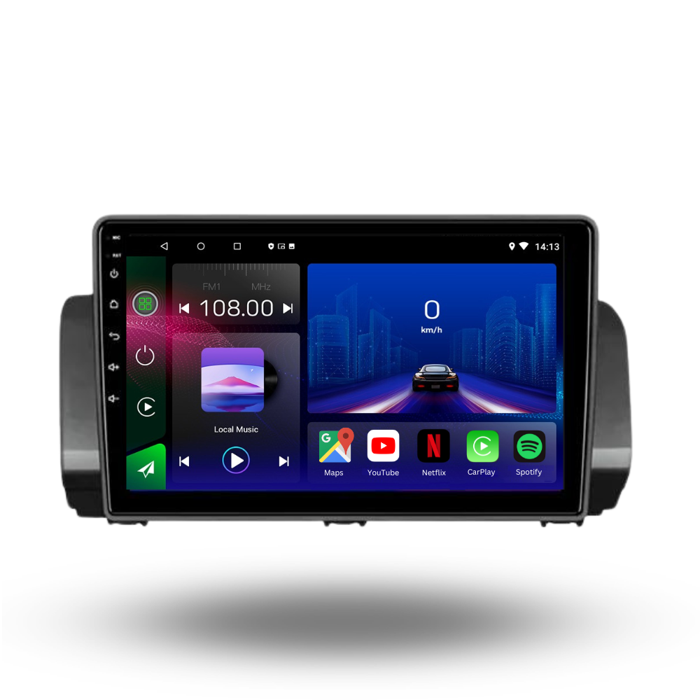 Autoradio Movyro Android 15 pour Dacia Sandero 2021+ avec Apple CarPlay et Android Auto, affichage de l'écran.