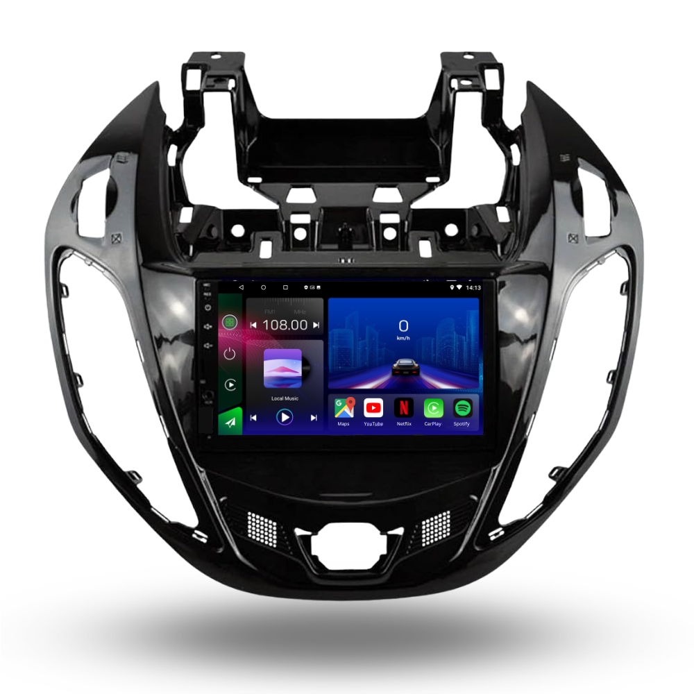 Autoradio Movyro pour Ford Transit Courier B Max 2012-2017 avec Apple CarPlay et Android Auto, écran tactile moderne.