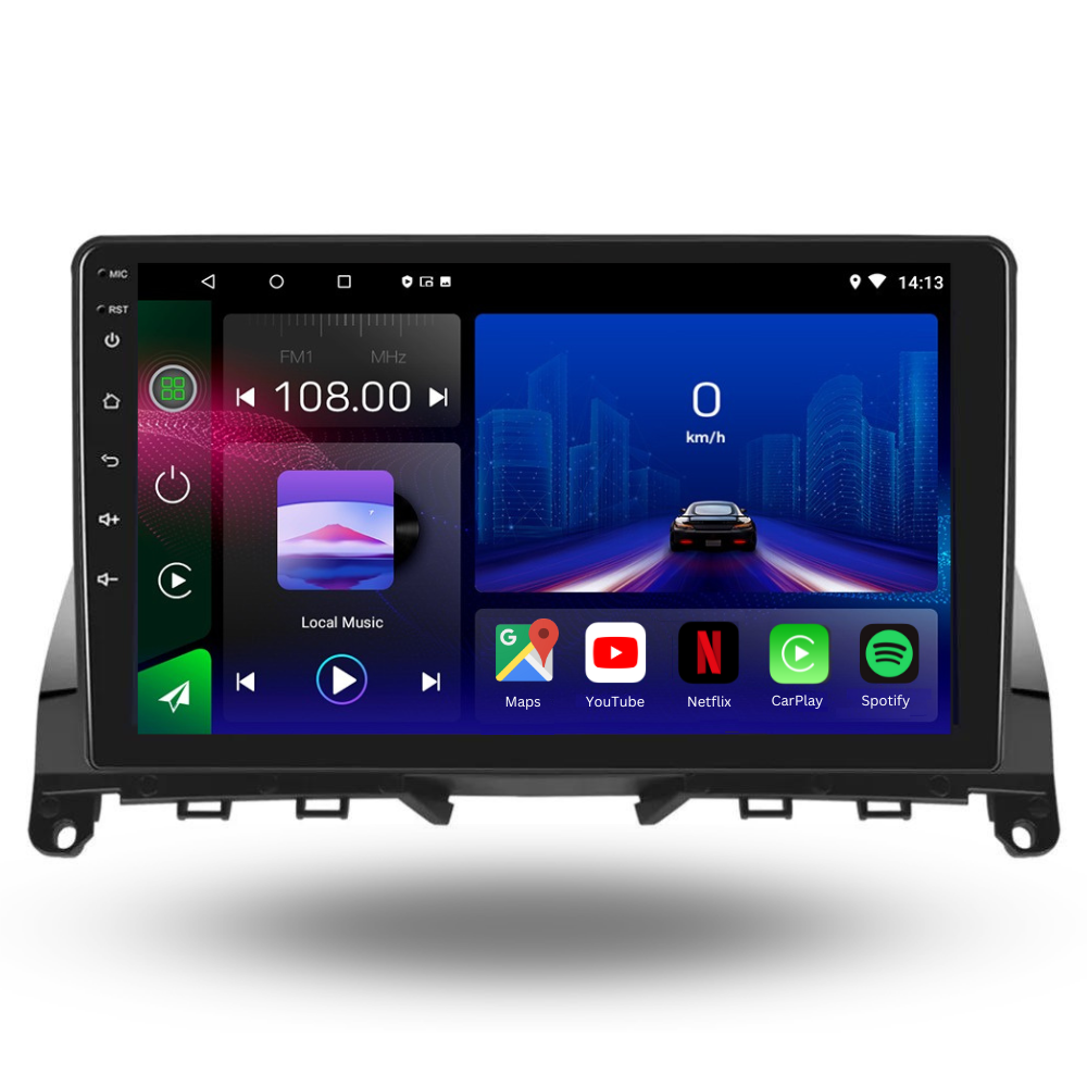 Android 15 autoradio for Mercedes C Class W204 S204 (2006-2011) with Apple CarPlay and Android Auto by Movyro.