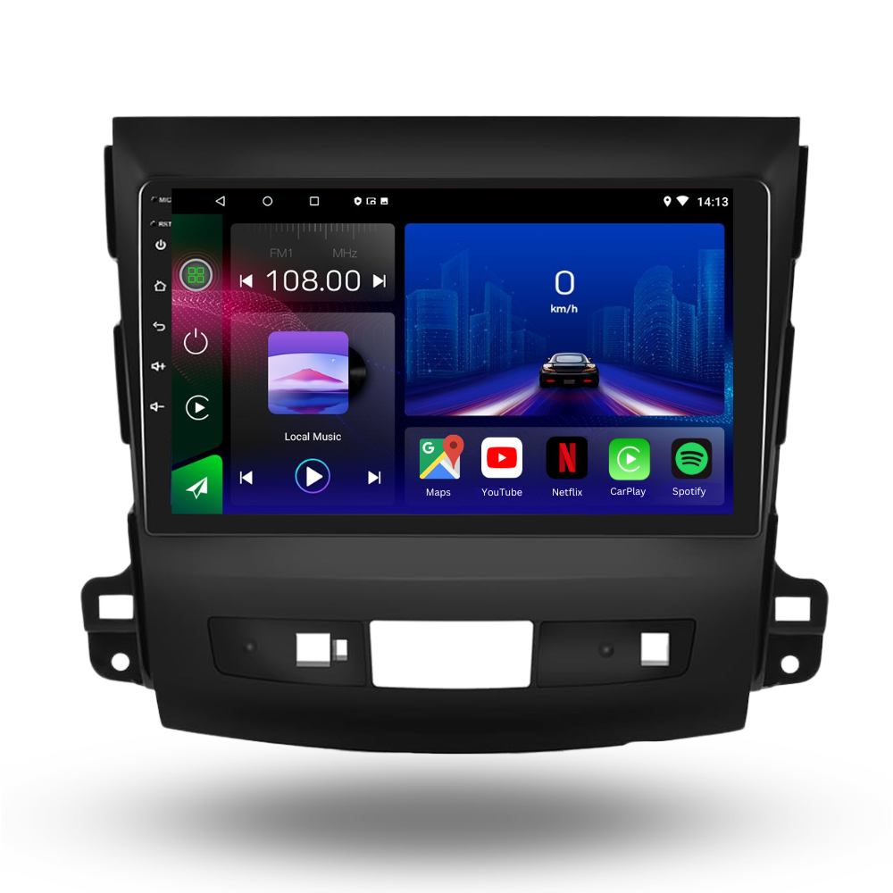 Autoradio Movyro Android 15 avec Apple CarPlay et Android Auto pour Citroen C Crosser, Peugeot 4007, Mitsubishi Outlander, BMW X1.