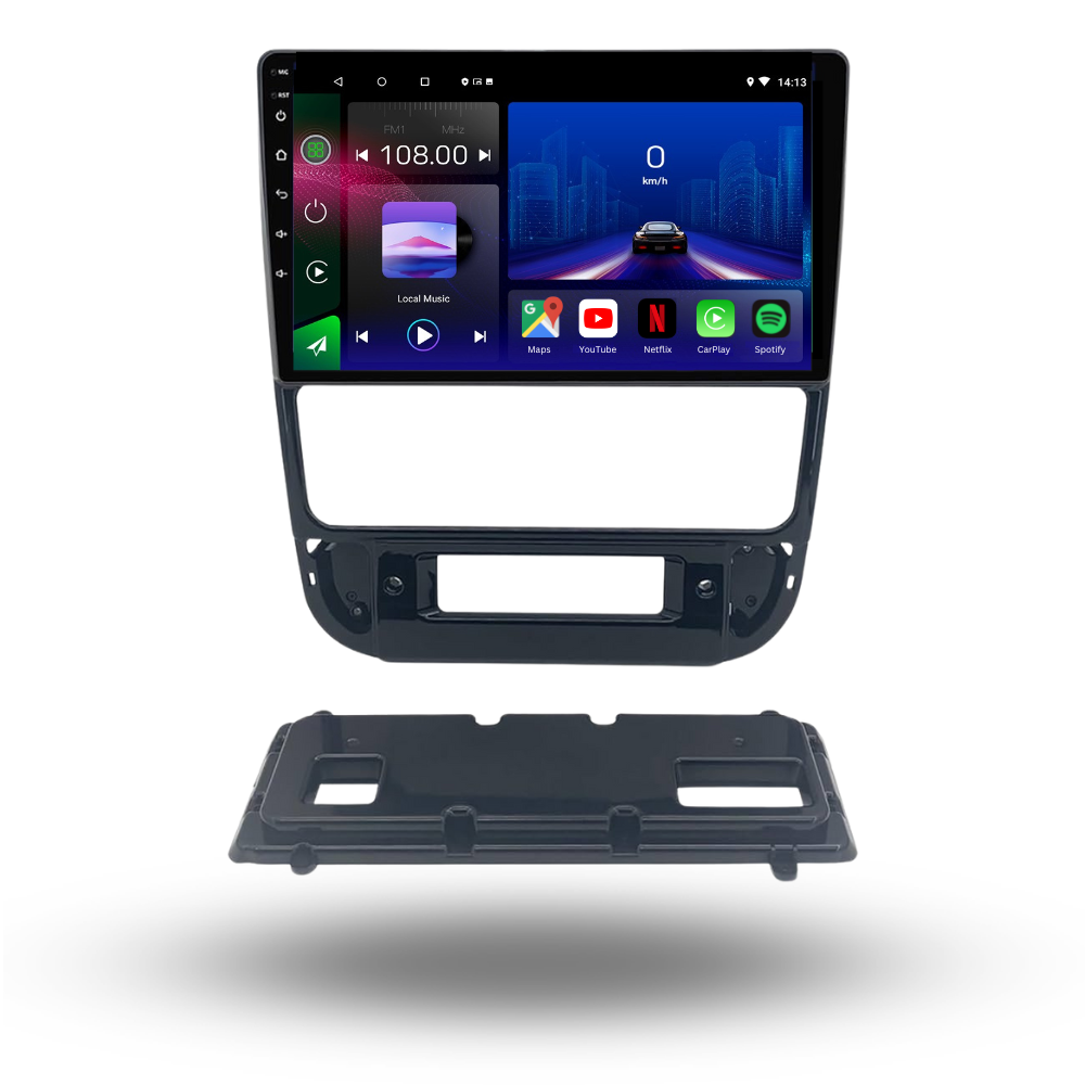 Autoradio Movyro Peugeot 406 1999-2004 avec Android 15, Apple CarPlay et Android Auto, affichage de l'écran de l'autoradio.