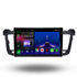 Autoradio Movyro pour Peugeot 508/508SW 2011-2018 avec Android 15, Apple CarPlay et Android Auto, installé dans une voiture.
