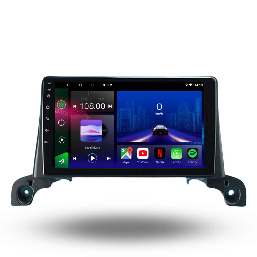 Autoradio Movyro Android 15 avec CarPlay et Android Auto pour Peugeot 3008, 4008, 5008 2017-2022, vue de face.