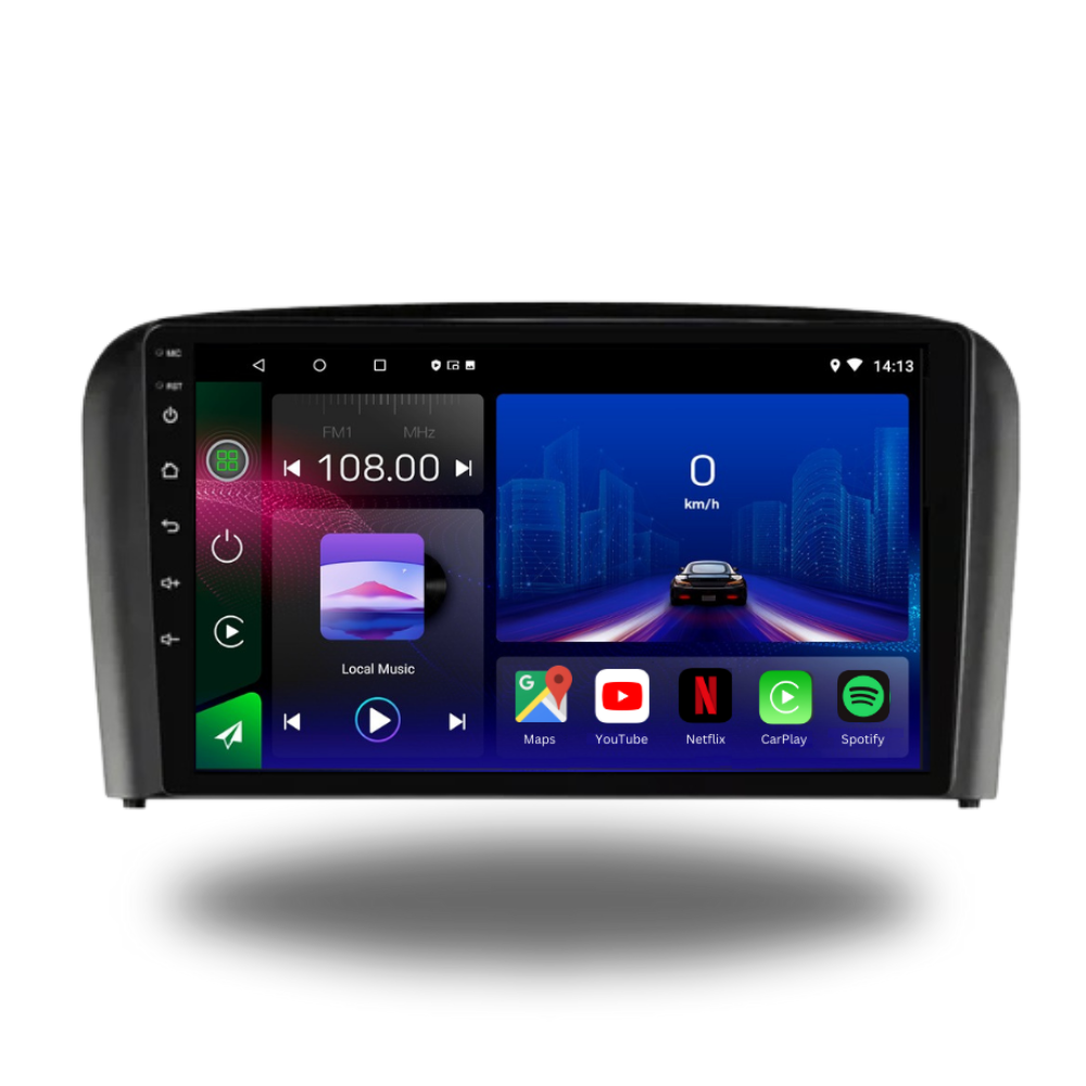 Autoradio Movyro pour Volvo S80 2001-2006 avec Android 15, Apple CarPlay et Android Auto, compatible avec plusieurs modèles GM et Chevrolet.