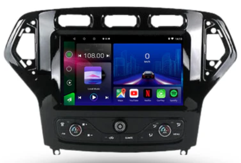 Autoradio Movyro Android 15 pour Ford Mondeo MK4 2007-2011 avec Apple CarPlay et Android Auto, écran tactile.