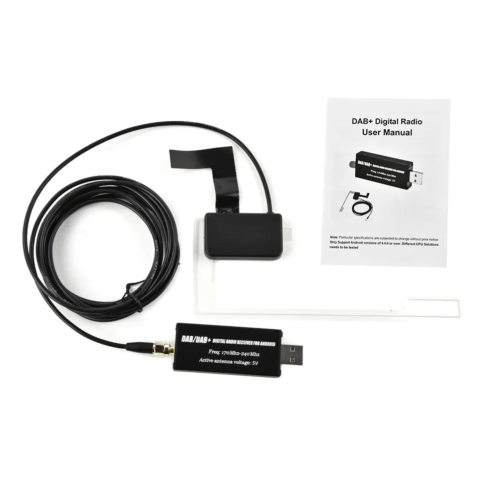 Adaptateur d'antenne DAB+ Movyro pour autoradio Android, dongle aerial pour réception radio numérique dans la voiture.