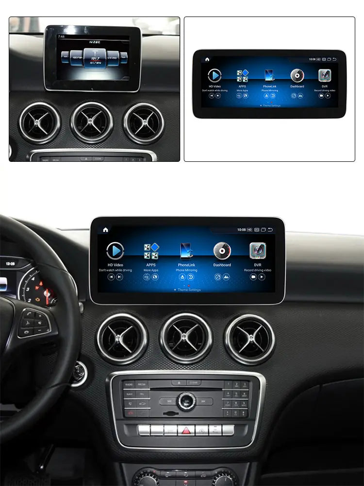 Autoradio Mercedes A, GLA, CLA 2011-2019 Movyro Android 15, CarPlay et Android Auto, écran tactile, système de divertissement automobile