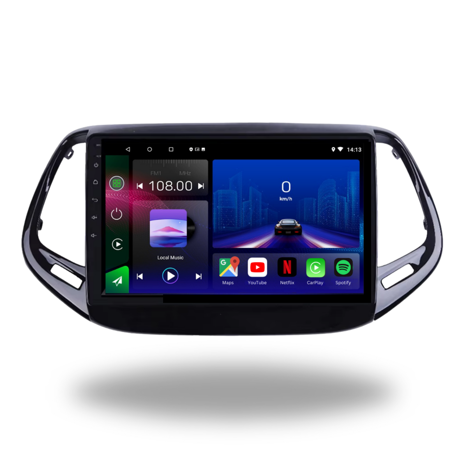 Autoradio Android 15 Movyro pour Jeep Compass 2017-2018 avec Apple CarPlay et Android Auto, écran tactile moderne