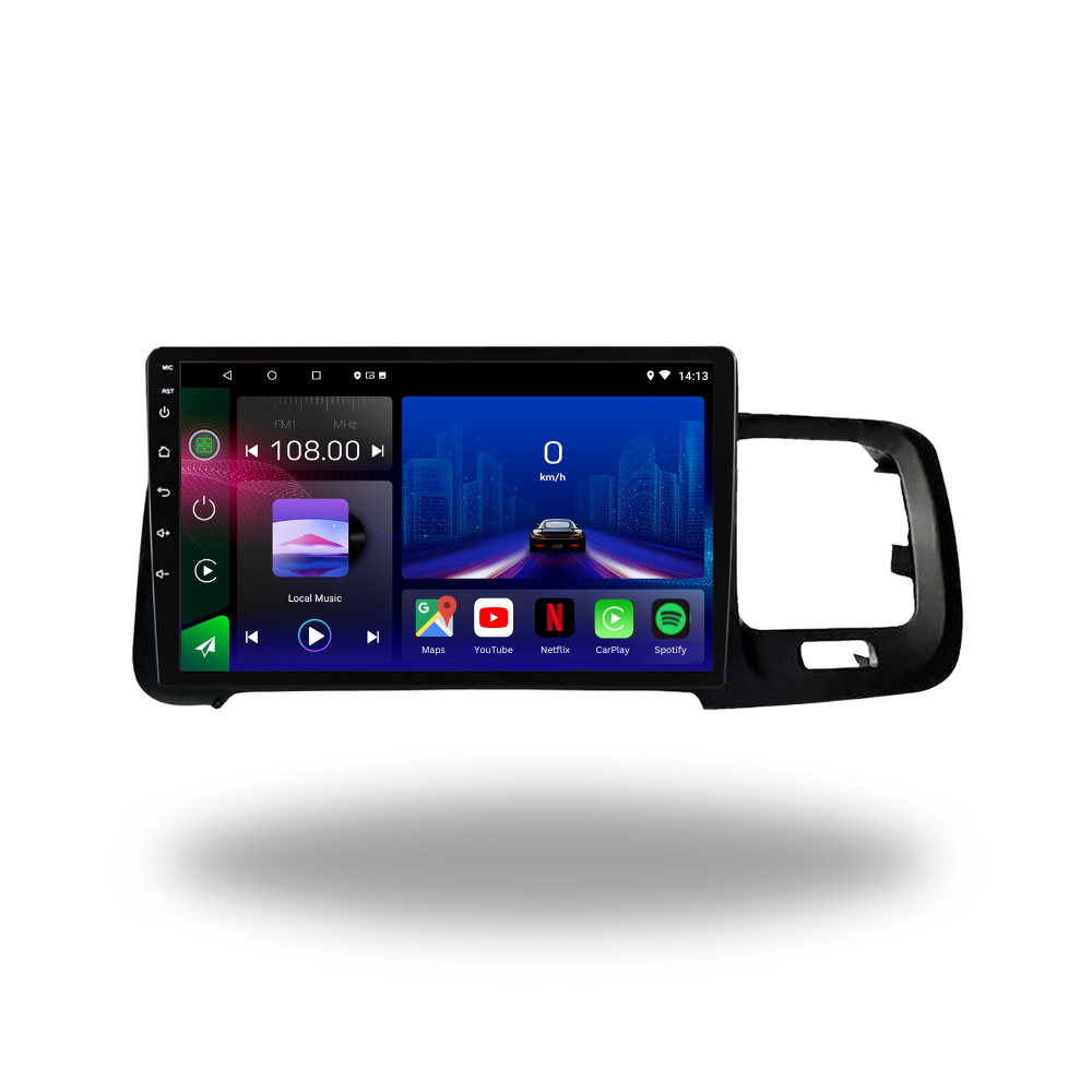 Autoradio Movyro Android 15 pour Volvo S60 V60 2008-2018, écran tactile 9 pouces avec Apple CarPlay et Android Auto.