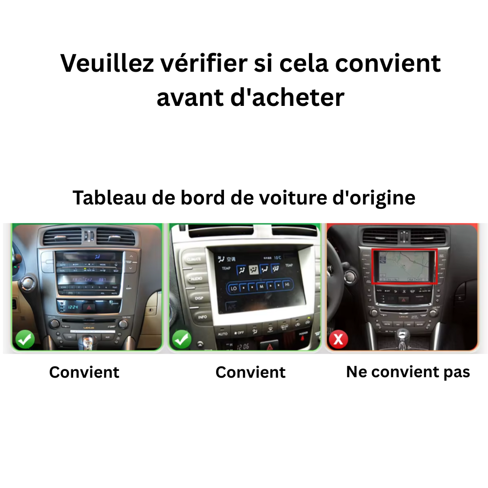 Autoradio Movyro pour Lexus IS 250, 200, 300, 350 (2006-2012) avec Android 15, Apple CarPlay et Android Auto, écran tactile.