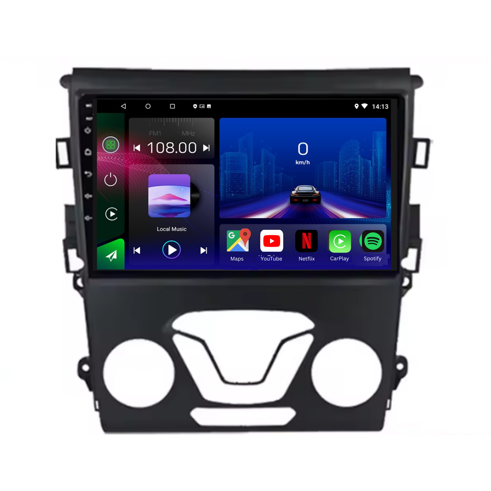Autoradio Movyro Ford Fusion Mondeo MK5 2013-2018 avec commande manuelle, écran Android 15, Apple CarPlay et Android Auto