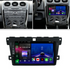 Movyro Mazda CX-7 2007-2012 autoradio with Android 15, Apple CarPlay, and Android Auto interface installed in the dashboard.