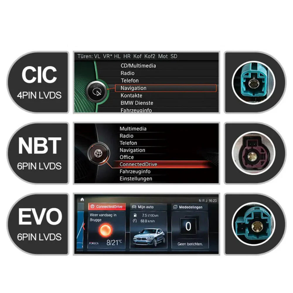 Autoradio BMW Série 1 2011-2019 Movyro, écran tactile Android 15, CarPlay, Android Auto, compatible NBT EVO, moderne et intuitif.