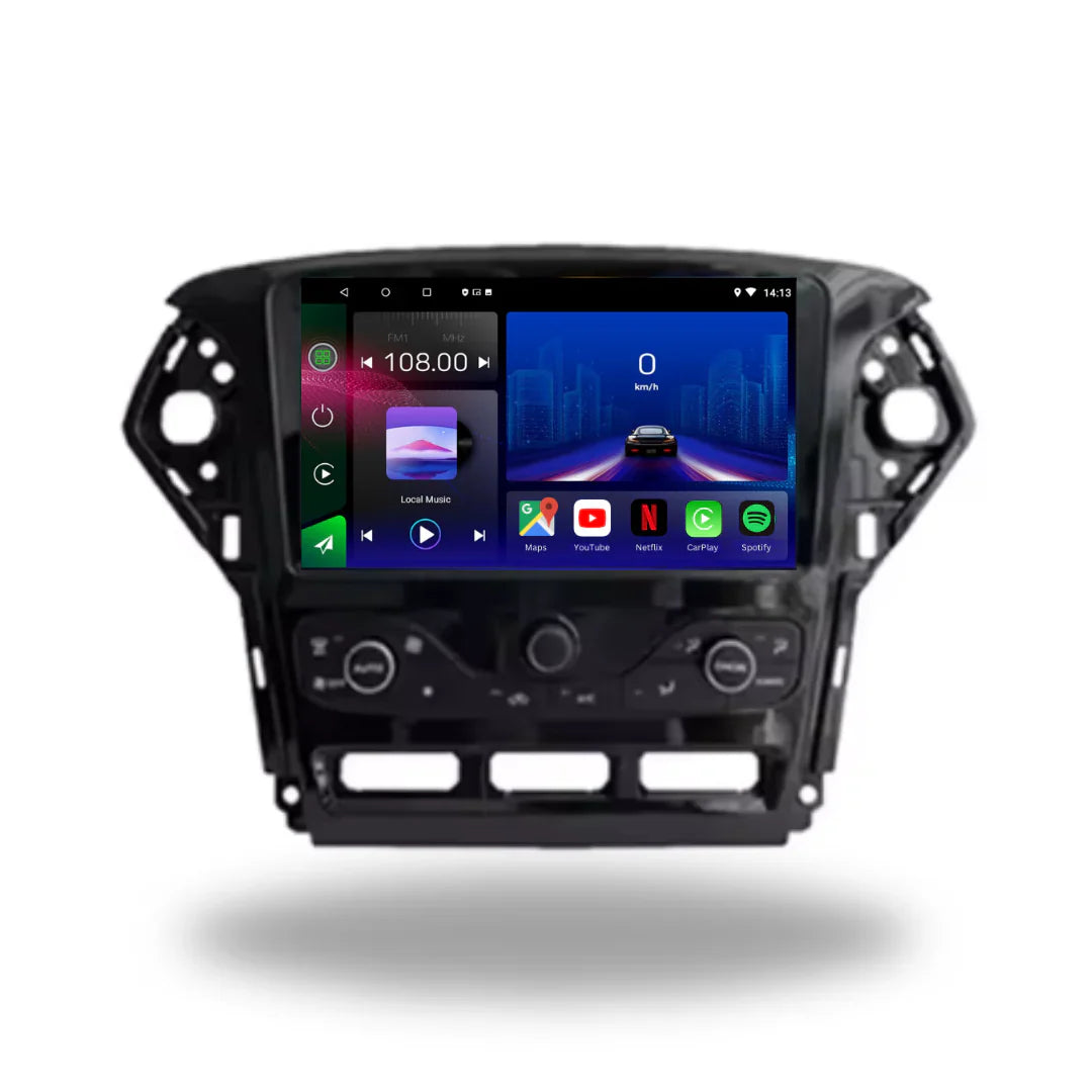 Autoradio Ford Mondeo MK4 2007-2011 Movyro avec Android 15, Apple CarPlay et Android Auto, écran tactile moderne.