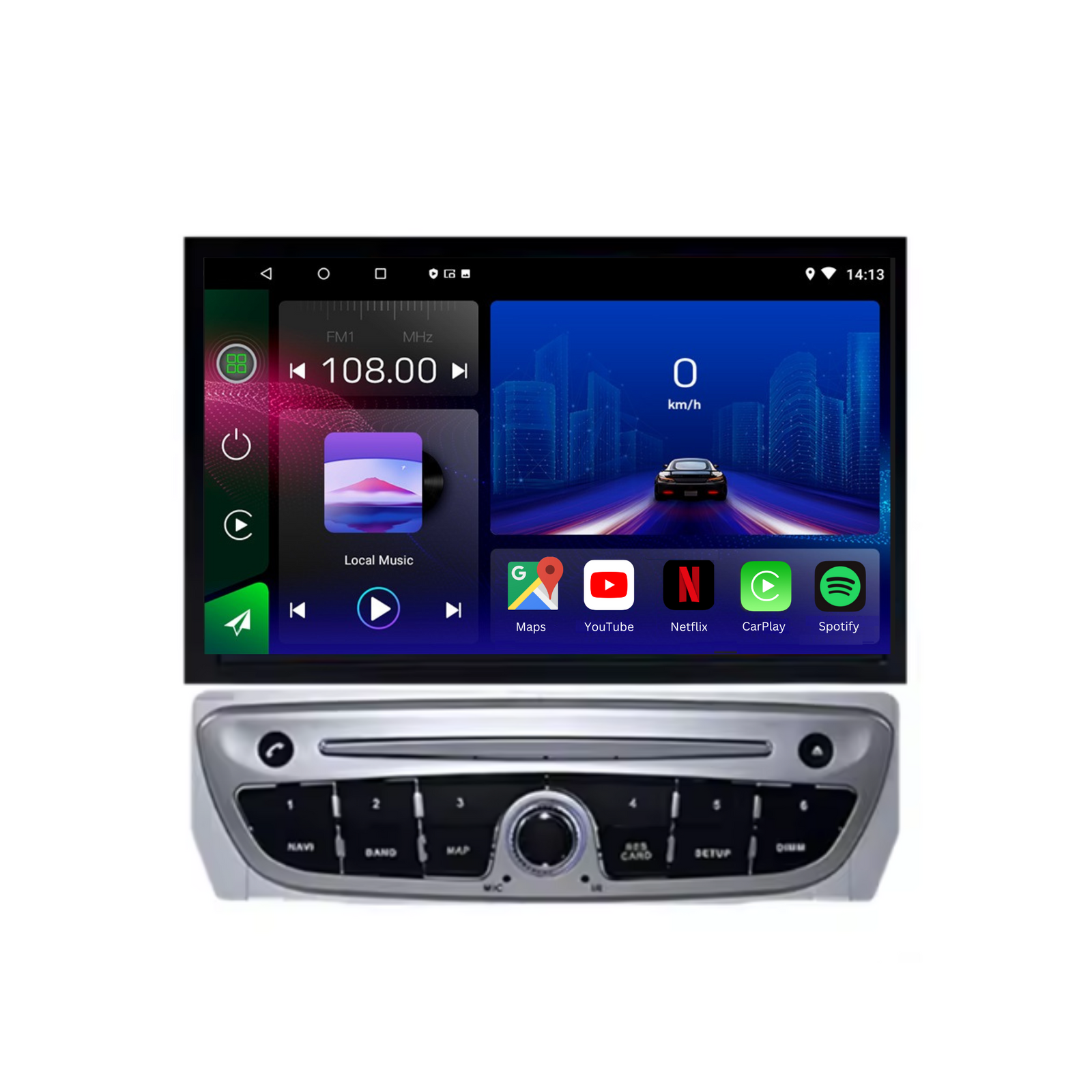 Autoradio Movyro pour Renault Scenic 3 2009-2016 avec Android 15, Apple CarPlay et Android Auto, écran tactile moderne