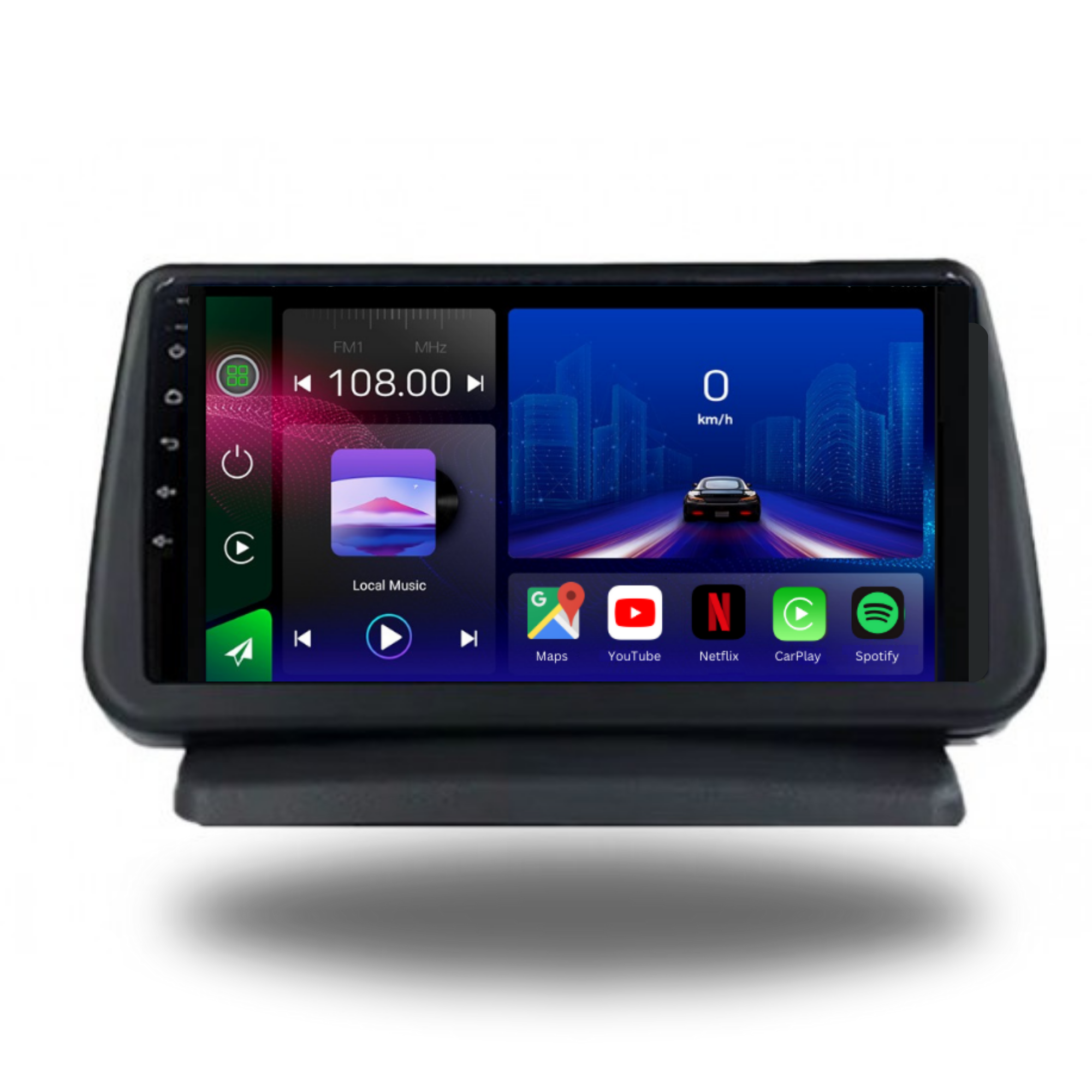 Movyro Android 15 autoradio installed in a Nissan Note 2005-2012, featuring Apple CarPlay and Android Auto connectivity.