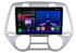 Movyro Android 15 autoradio for Hyundai i20 (2008-2012) with Apple CarPlay and Android Auto displayed on screen.