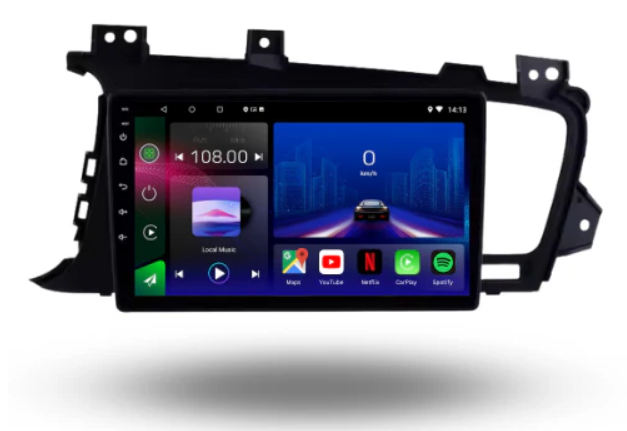 Autoradio Movyro Android 15 pour Kia Optima 2011-2015 avec Apple CarPlay et Android Auto, écran de l'interface.